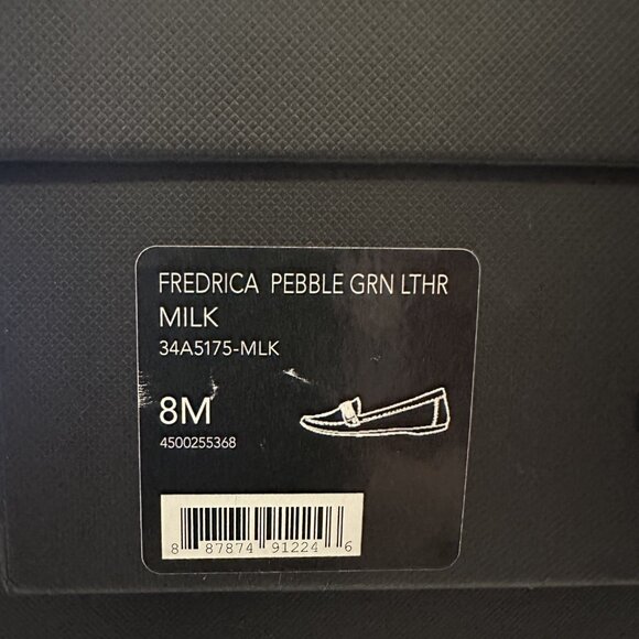 COACH (8) Fredrica Milk Loafer Flats Pebble Grain Leather Gold Beige Stone Taupe - Picture 4 of 14